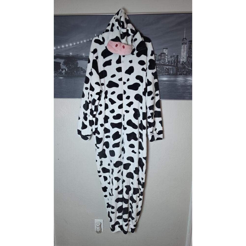 Cow Print Hooded Pajama Adult Big Size 61” Long Cozy
